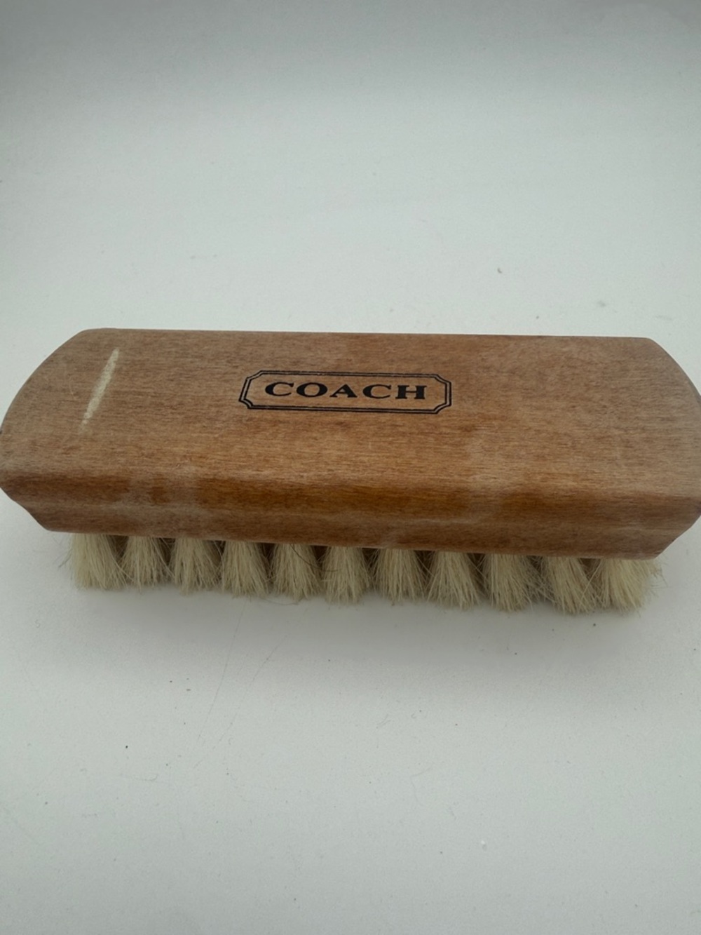 Coach beech Wood leather and suede Brush with Natural Bristles